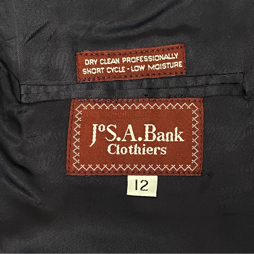 Jos. A. Bank Charcoal Herringbone Tweed Blazer Classic Academia Women's Size 12 - Picture 6 of 7